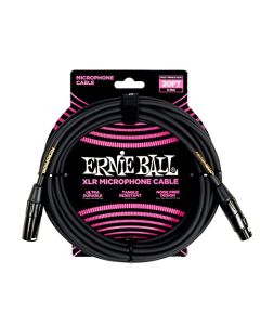 Ernie Ball 20' Male Female XLR Microphone Cable Black