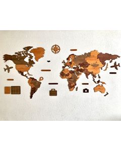 Mapa del mundo para pared de madera – Decoración para tu hogar única y original – para marcar los países que has visitado - Color: Tricolor Retro - Medidas: 160 x 97 cm - Mapamundi de madera!
