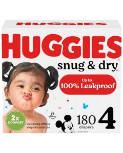 Huggies Snug & Dry - Pañales para bebé, talla 4, 180 unidades, suministro de un mes