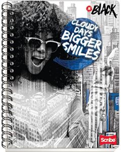 Scribe, INBLACK, Cuaderno Profesional con Espiral Doble de Pasta Semi Rígida, Cuadro Chico C.5 de 100 Hojas (Diseño de Portada Aleatoria)