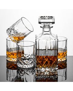 Verolux - Juego de jarra de whisky con 4 vasos en caja de regalo, regalo único de aniversario de inauguración de la casa, regalo de cumpleaños para hombres, papá, marido, novio, para bourbon, whisky,