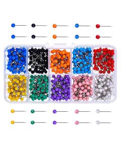 SEIWEI - 500 piezas de alfileres de mapa, tachuelas de mapa, clavijas de marcado, cabeza de plástico, punta de metal para tablero de corcho, oficina, hogar, escuela, varios colores