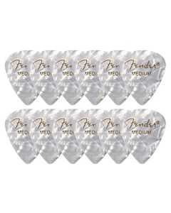 Fender Premium Celluloid 351 - Púas en forma de moto, tamaño mediano, blanco, paquete de 12