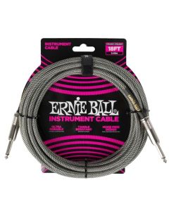 Ernie Ball Cable de Guitarra Trenzado, Recto/Recto, 5,49 m - Silver Fox