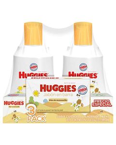Huggies Cuidado Claro, Paquete Para Bebé Con 1 Shampoo 250 ml, 1 Crema 250 ml y 1 Jabón en barra 80 gr, Hipoalergénicos y Sin Parabeno