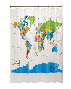 SKL Home by Saturday Knight Ltd. Cortina de ducha con mapa del mundo, 177,8 x 182,8 cm, multicolor