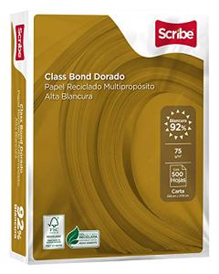 Scribe Papel Reciclado Multipropósito Desempeño, Impresoras Laser y de Inyección de Tinta, Paquete de 500 Hojas, color Dorado
