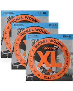 3 Sets - D'Addario EXL110 Nickel Wound Electric Guitar Strings, Light Gauge