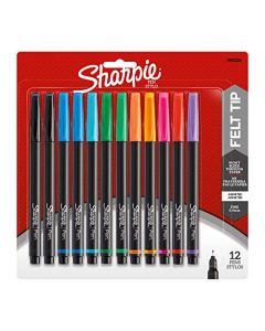 Sanford Sharpie Fine Point Pen Stylo, Assorted Colors, 12-Pack
