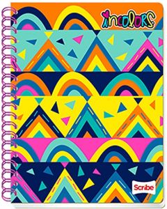 Scribe, INCOLORS, Cuaderno Profesional Espiral Doble de Pasta Semi Rígida, Raya de 100 Hojas (Diseño de Portada Aleatoria)