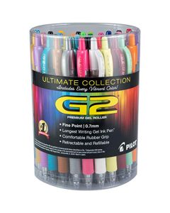 PILOT G2 Premium Ultimate Collection Bolígrafos de gel de bolas recargables y retráctiles, punta fina, tintas de colores surtidos, paquete de 36 unidades (14557)