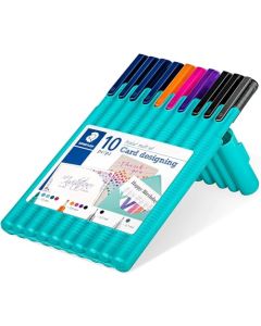 Staedtler Triplus SB10CD - Juego de bolígrafos para diseño de tarjetas de todo tipo, con punta fina, punta de fieltro y lápiz mecánico, fabricado en Alemania, 34 SB10CD