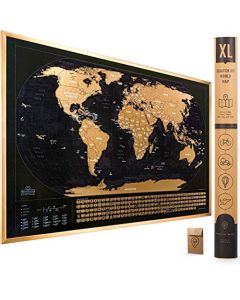 Mapa del mundo con banderas XL – 91,6 x 60,9 cm, fácil de enmarcar, mapamundi para rascar con los Estados Unidos y banderas – mapa del mundo de lujo para rascar mapa de viaje diseñado para viajeros