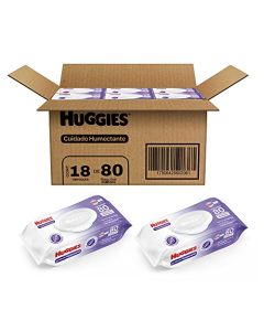 Huggies Cuidado Humectante, Toallitas Húmedas para Bebé, Caja con 1,440 Piezas (18 paquetes de 80 toallitas c/u)