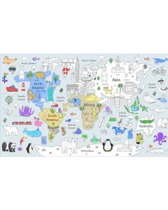 Póster gigante para colorear de mapa del mundo para niños, 54 x 33 pulgadas, tamaño jumbo mapas del mundo, páginas para colorear para niños, mantel grande para que los niños aprendan mapa del mundo