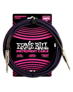 Ernie Ball 10' Braided Straight Straight Inst Cable Purple Black, P06393