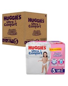 Huggies UltraConfort Pañal Desechable para Bebé, Etapa 5 Niña, Paquete con 180 Piezas, Ideal para niñas de 11 a 14.5kg