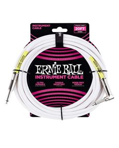 Ernie Ball - Cable para instrumentos, recto/acodado, 6,1 m, color blanco