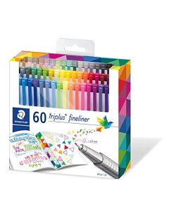 Staedtler Triplus - marcador triangular (60 colores brillantes, fabricado en Alemania, punta superfina, chapada en metal) 0,3 mm, 334 C60