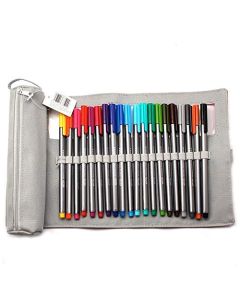 Staedtler Triplus Fineliners 20 Assorted Colours with Pencil Case 334 Pc20 (BLACK)