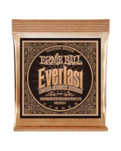 Ernie Ball Everlast Medium - Cuerdas para guitarra acústica, bronce fosforado, revestidas, calibre 13-56