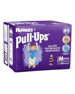 Huggies Pull-Ups Calzoncitos Entrenadores, Talla Mediana Niño, Paquete con 30 Piezas, Ideal para niños de entre 12 a 15 kg