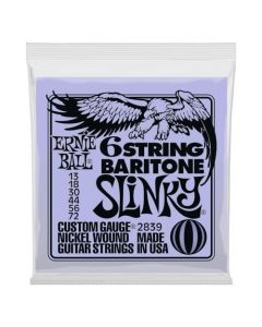Ernie Ball Slinky P02839 - Cuerdas para bajo barítono de 6 cuerdas, con extremo de bola pequeño, escala 75,2 cm, calibre 13-72