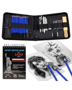 Lapices de Dibujo, Kit de Dibujo profesional 34 PCS, Set de Dibujar Arte Incluye Lápices de Dibujo, Lapices de Grafito, Gomas de Borrar, Sketchbook, etc, Ideal para Principiante, Artista, Estudiante
