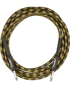 Fender - Cable de instrumento profesional de tweed de 18.6 pies, recto, recto, camuflaje Woodland, 1 paquete