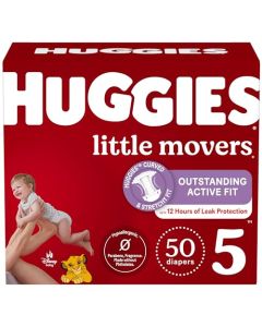 Pañales para bebé talla 5 (27+ libras), 50 unidades, Huggies Little Movers