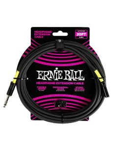 Ernie Ball Headphone Extension Cable 1/4 to 3.5mm 20ft - Black