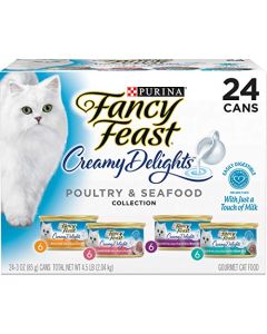 Purina Fancy Feast Creamy Delights Adult Wet Cat Food Variety Pack - Twenty-Four (24) 3 oz. Cans