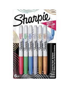 Sharpie Metallics - Marcadores permanentes, punta fina, colores surtidos, paquete de 6