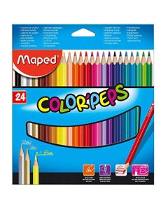 Maped - Color'Peps - Lápices de colores triangulares, 24 piezas, punta 4mm