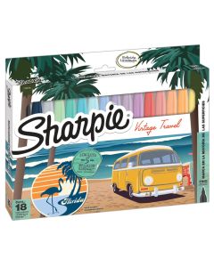 Marcadores Permanentes Sharpie Punta Fina Colores Surtidos + 5 Stickers Vintage para colorear.
