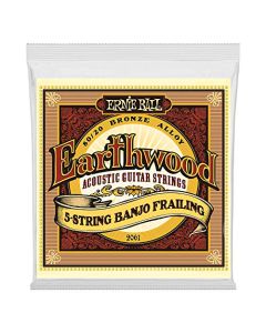 Ernie Ball Earthwood P02061 - Cuerdas para banjo frailing de 5 cuerdas, bronce 80/20, extremo de aro, calibre 10-24