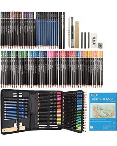 DASKING 96PCS Lápices de Dibujo, Lápiz de Colores Sketching Kit, Piezas de Beceto y Dibujo Arte Kit, Suministros de Dibujo, Lápices Profesional con Estuche de Viaje, Regalo Ideal, Artistas, Adultos