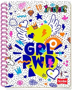 Scribe, INCOLORS, Cuaderno Profesional Espiral Doble de Pasta Semi Rígida, Cuadro Chico C.5 de 100 Hojas (Diseño de Portada Aleatoria)