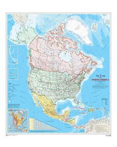 Mapa de pared de América del Norte - Atlas de Canadá, 86 x 99 cm, papel